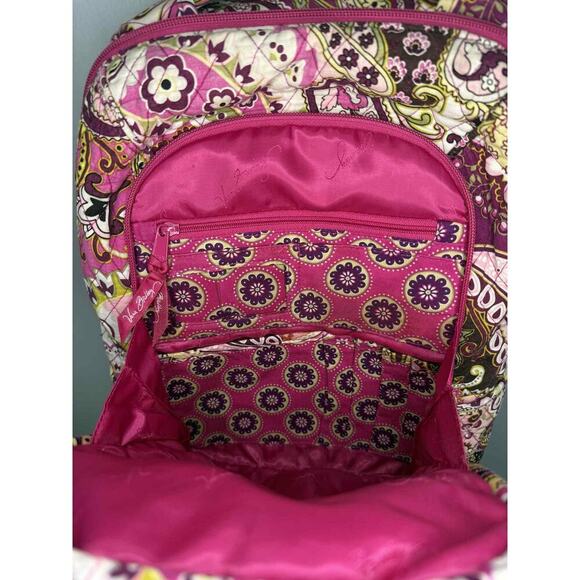 Vera Bradley Quilted Very Berry Paisley Print Campus Backpack Pink/ Purple - Picture 3 of 7